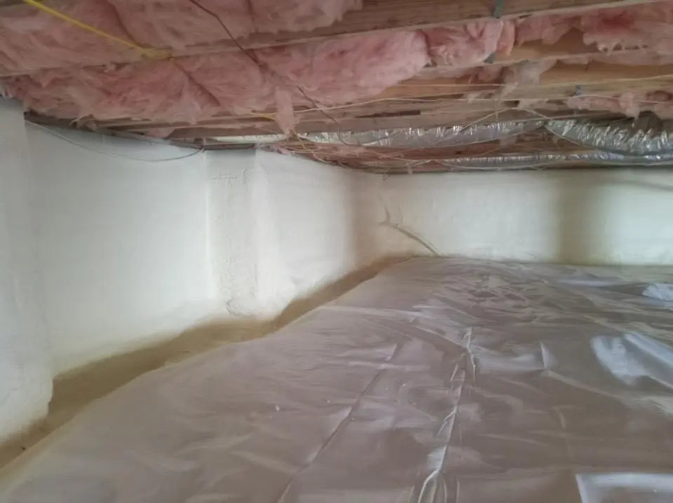 Crawl space encapsulation with closed-cell spray foam for Roof Leak Repair in Cannon